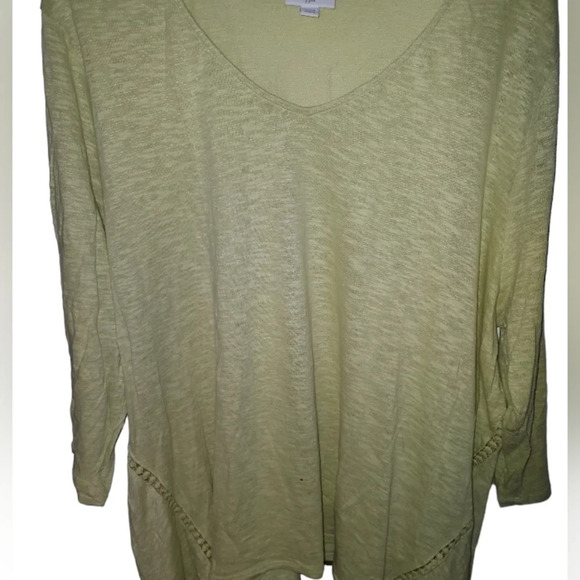 J. Jill Chartreuse Green Light with Cutout detail Sweater - Picture 2 of 5